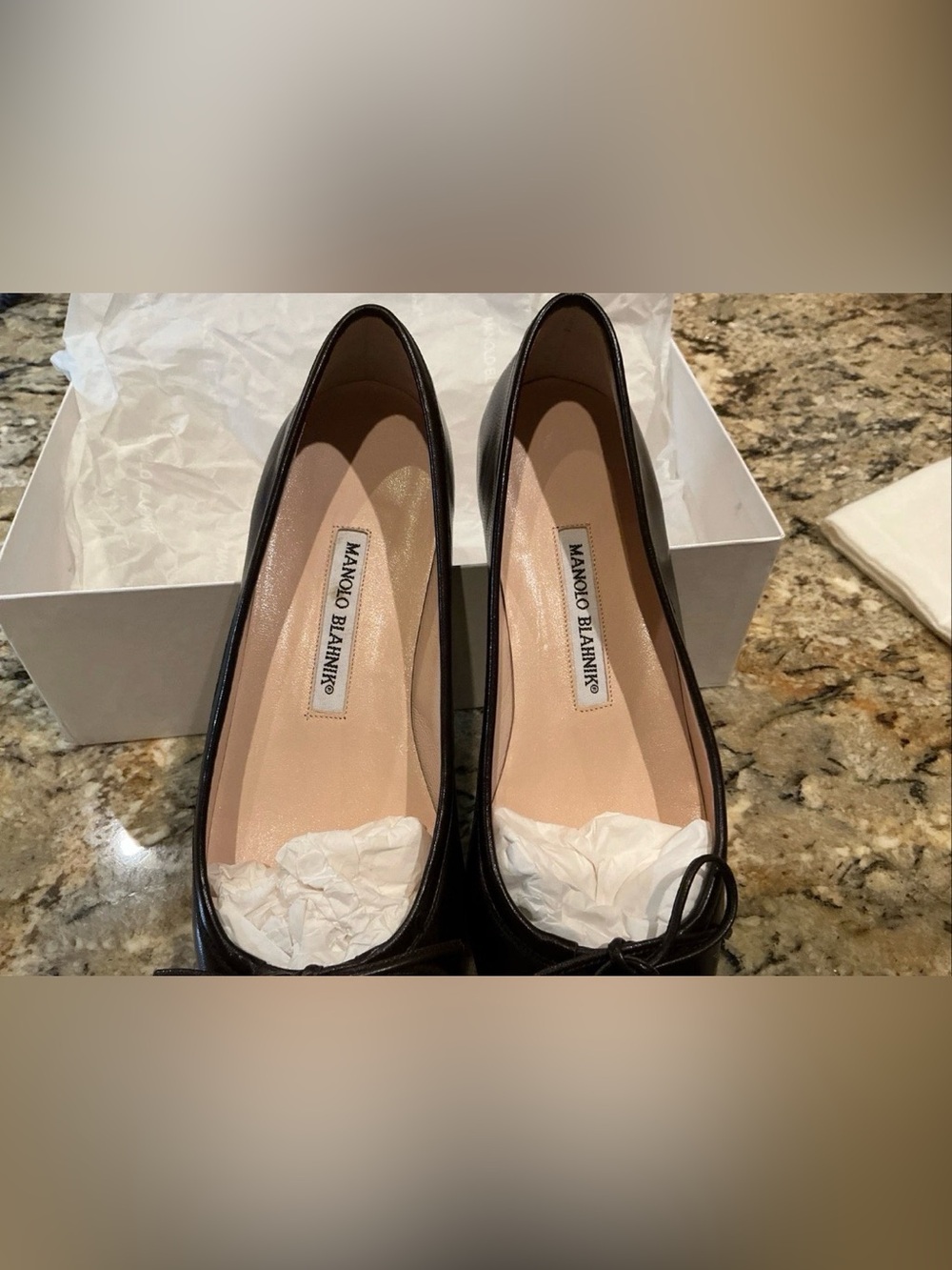 Manolo Blahnik Chocolate Brown Leather Bow Flats 39.5 - Picture 5 of 8